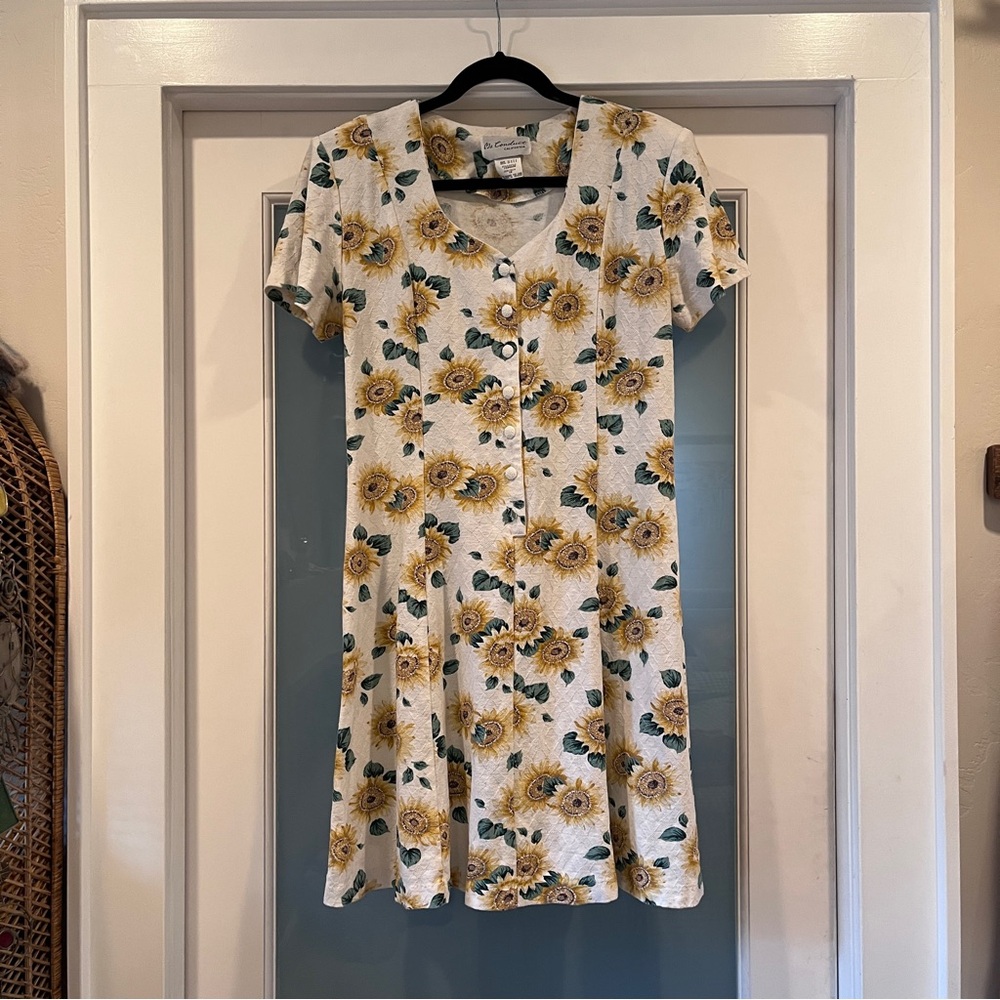Vintage 90s Sunflower Print Grunge Dress